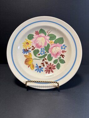 Royal China Aliber Blue Salad Plate Hand-Painted Floral Pattern VTG 40s Decor